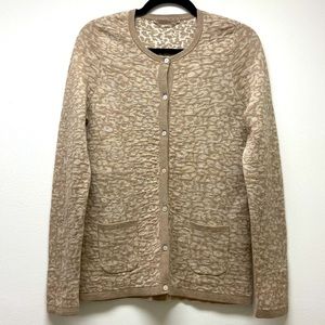 NWOT Anthropologie BELFORD | Shimmer Cardigan Sweater Leopard Print Brow…